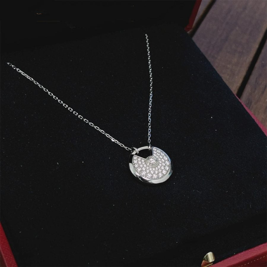 [Glimmer]AMULETTE SILVER FULL DIAMOND NECKLACE