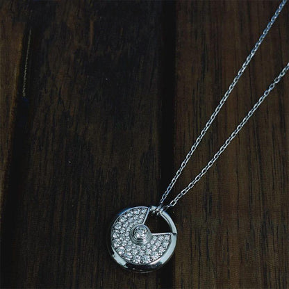[Glimmer]AMULETTE SILVER FULL DIAMOND NECKLACE