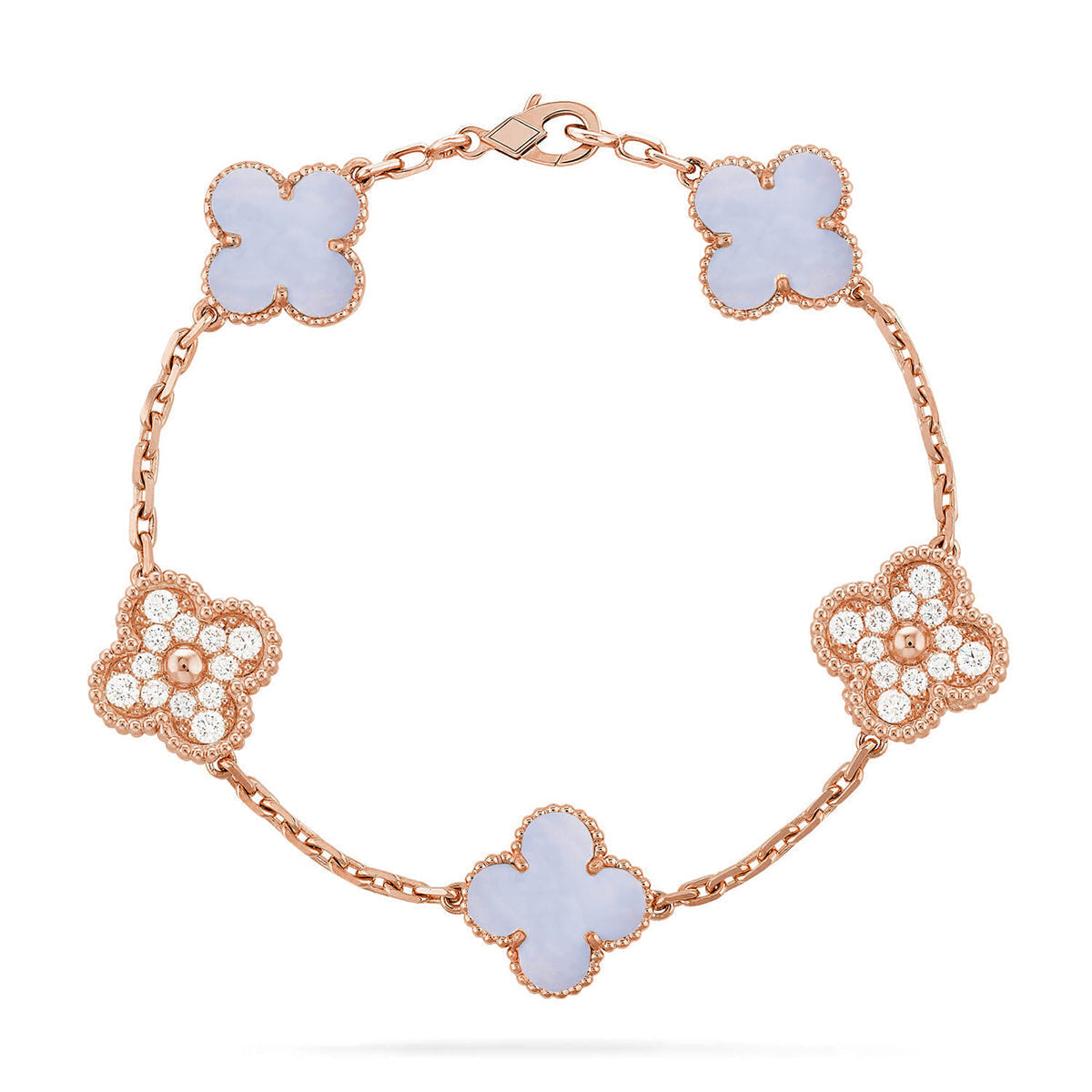 [Glimmer] CLOVER 5 MOTIF PURPLE CHALCEDONY BRACELET COLLECTION