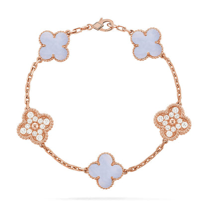 [Glimmer] CLOVER 5 MOTIF PURPLE CHALCEDONY BRACELET COLLECTION