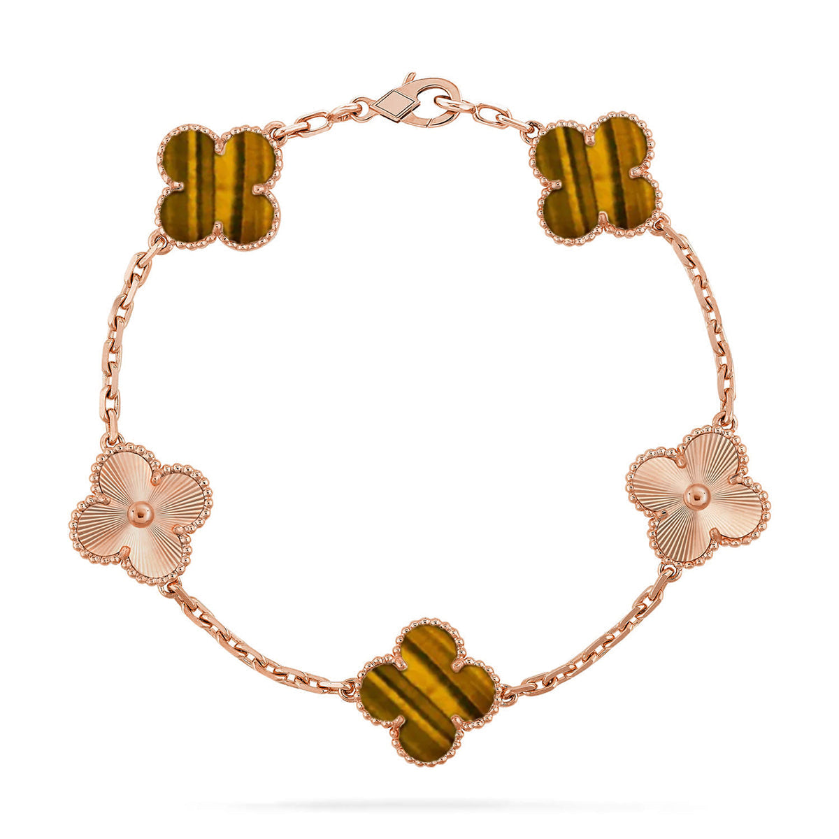 [Glimmer] CLOVER 5 MOTIFS TIGER EYE BRACELET COLLECTION