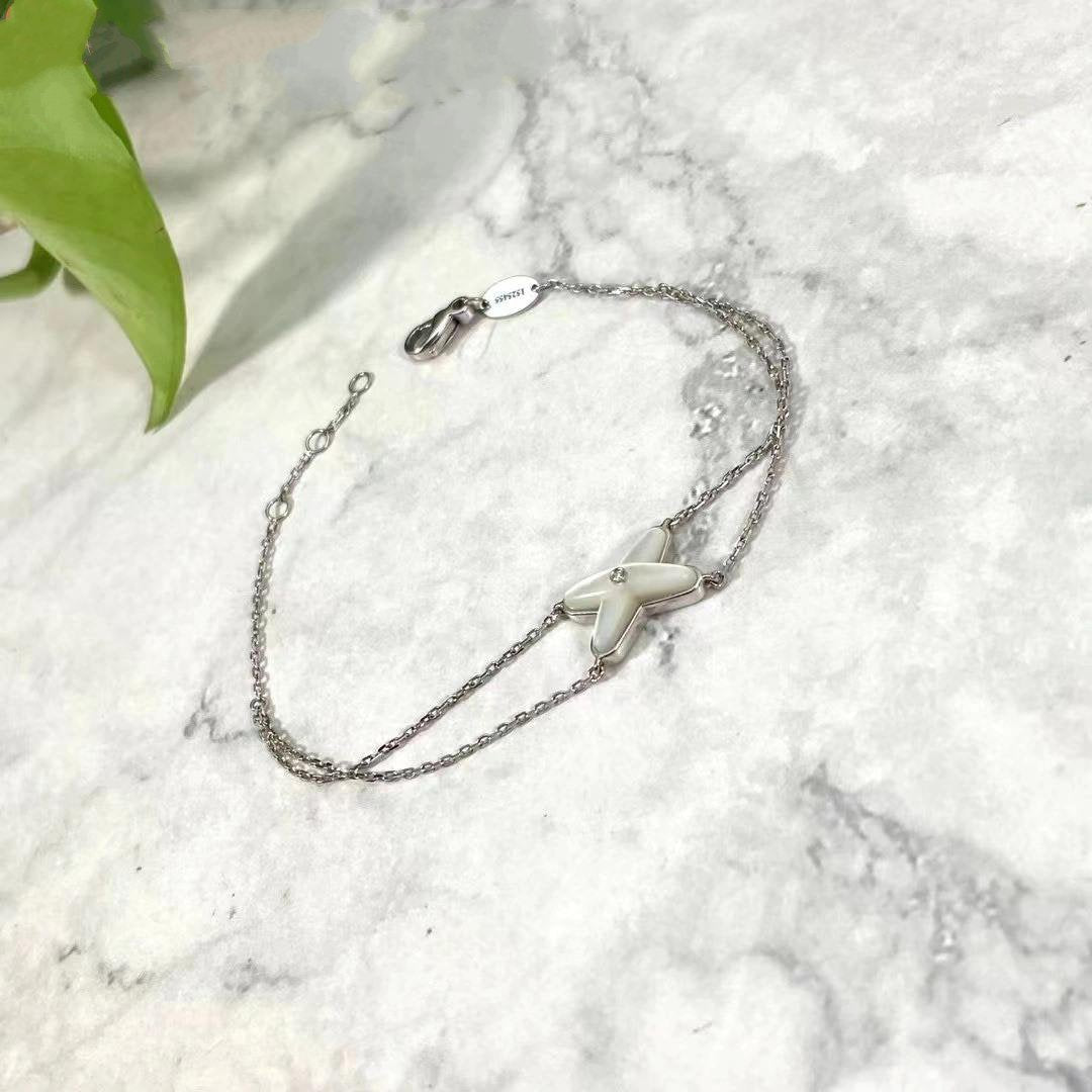 [Glimmer]JEUX BRACELET WHITE MOP SILVER 1 DIAMOND