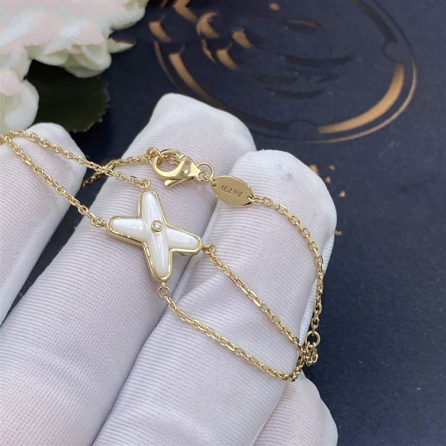 [Glimmer]JEUX BRACELET WHITE MOP GOLD 1 DIAMOND