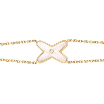 [Glimmer]JEUX BRACELET WHITE MOP GOLD 1 DIAMOND