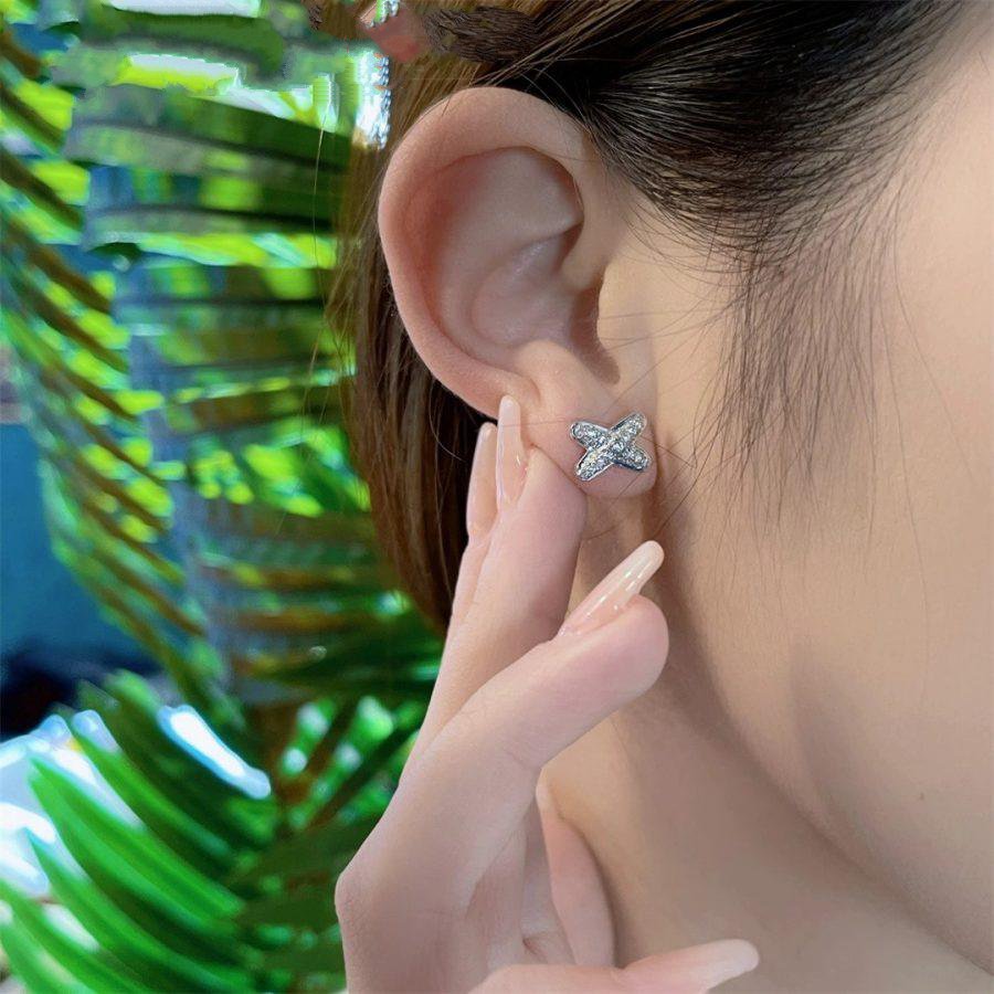 [Glimmer]JEUX DE SILVER DIAMOND EARRINGS