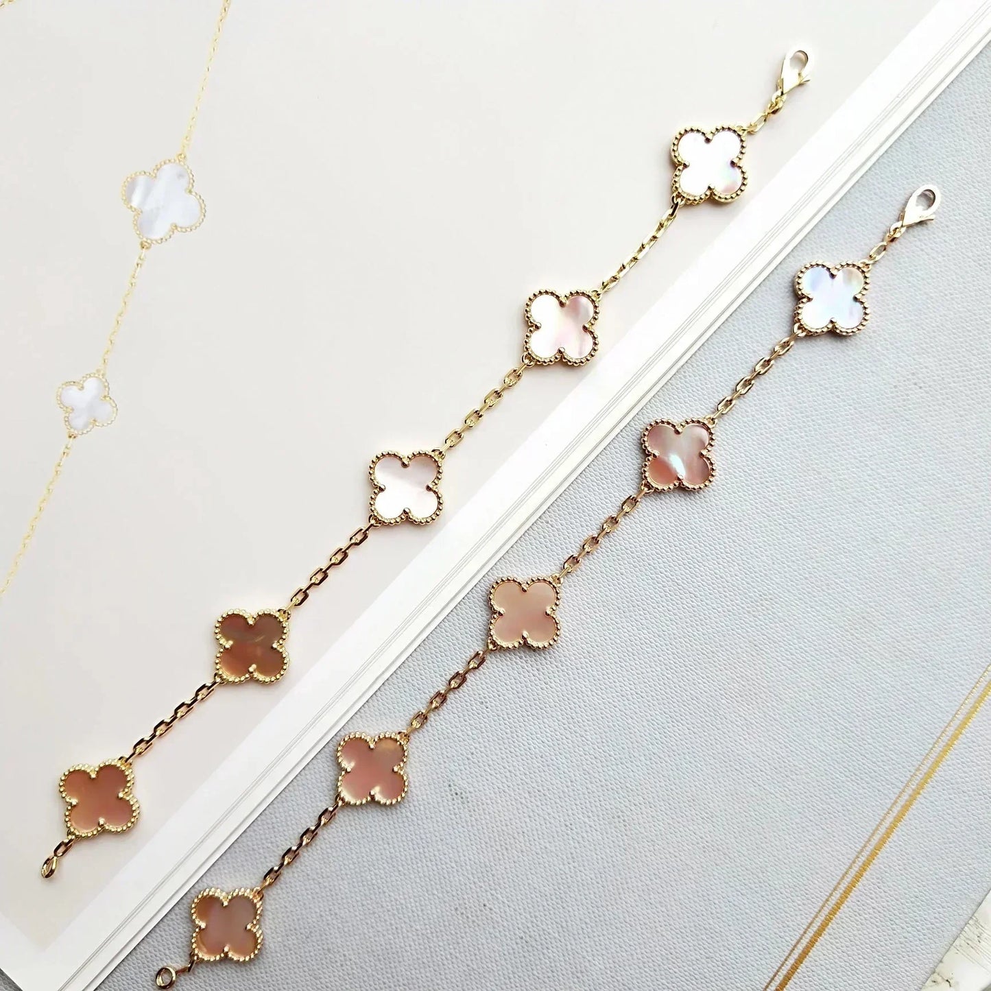 [Glimmer] CLOVER 5 MOTIFS  PINK MOP BRACELET COLLECTION