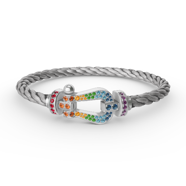 [Glimmer]FORC LARGE HORSESHOE  COLORED DIAMOND BRACELET SILVER
