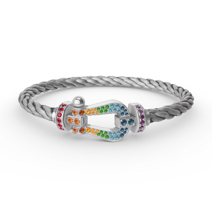 [Glimmer]FORC LARGE HORSESHOE  COLORED DIAMOND BRACELET SILVER