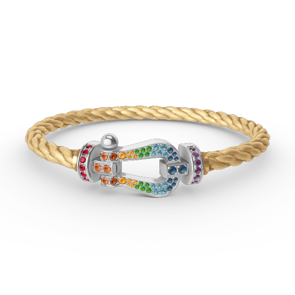 [Glimmer]FORC LARGE HORSESHOE  COLORED DIAMOND BRACELET SILVER