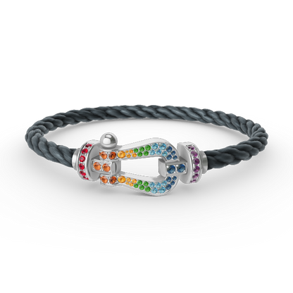 [Glimmer]FORC LARGE HORSESHOE  COLORED DIAMOND BRACELET SILVER