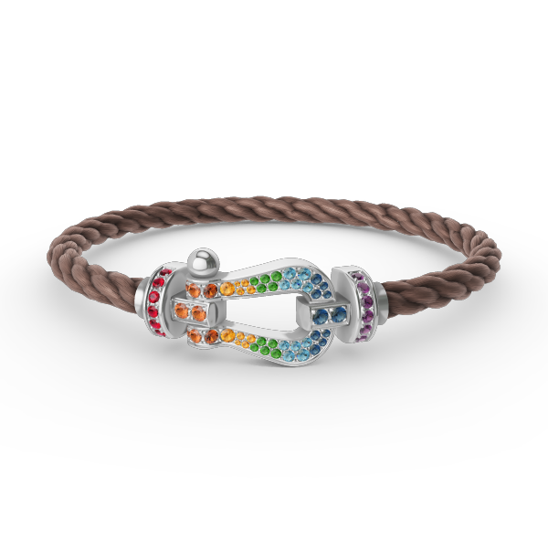 [Glimmer]FORC LARGE HORSESHOE  COLORED DIAMOND BRACELET SILVER