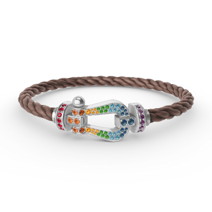 [Glimmer]FORC LARGE HORSESHOE  COLORED DIAMOND BRACELET SILVER