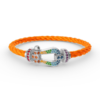[Glimmer]FORC LARGE HORSESHOE  COLORED DIAMOND BRACELET SILVER