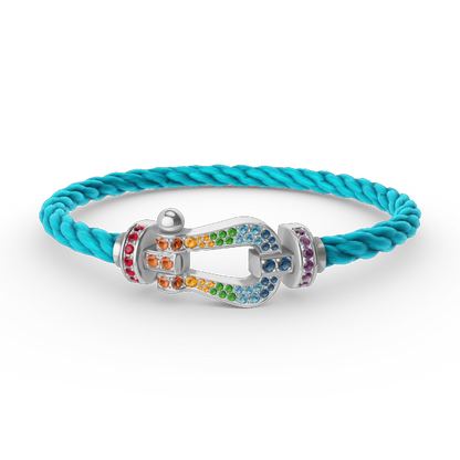 [Glimmer]FORC LARGE HORSESHOE  COLORED DIAMOND BRACELET SILVER
