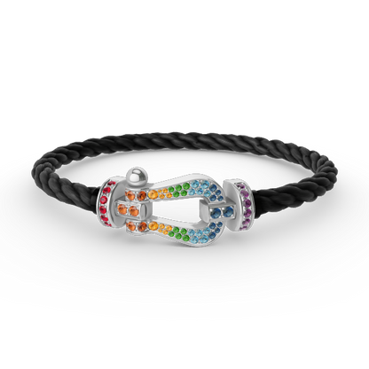 [Glimmer]FORC LARGE HORSESHOE  COLORED DIAMOND BRACELET SILVER
