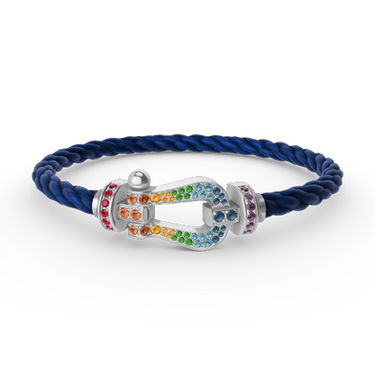 [Glimmer]FORC LARGE HORSESHOE  COLORED DIAMOND BRACELET SILVER