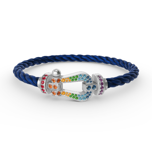 [Glimmer]FORC LARGE HORSESHOE  COLORED DIAMOND BRACELET SILVER