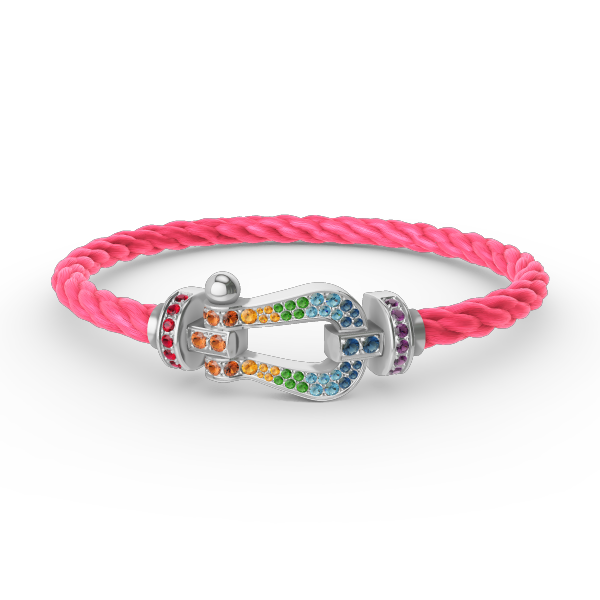 [Glimmer]FORC LARGE HORSESHOE  COLORED DIAMOND BRACELET SILVER