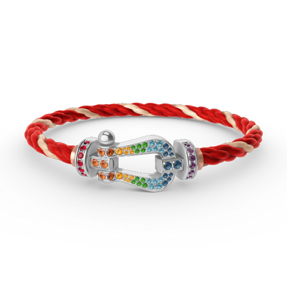 [Glimmer]FORC LARGE HORSESHOE  COLORED DIAMOND BRACELET SILVER