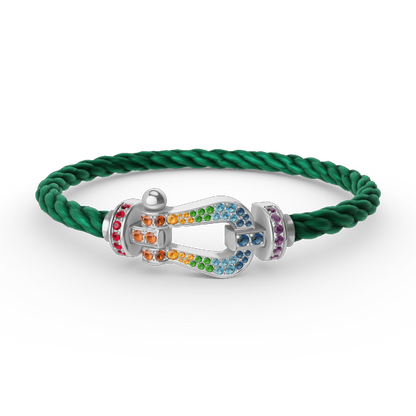 [Glimmer]FORC LARGE HORSESHOE  COLORED DIAMOND BRACELET SILVER