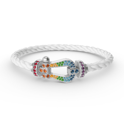 [Glimmer]FORC LARGE HORSESHOE  COLORED DIAMOND BRACELET SILVER