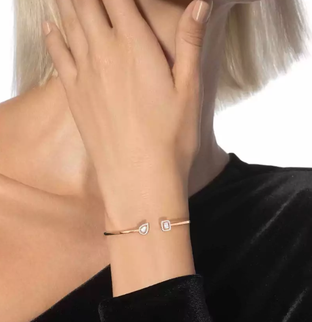 [Glimmer]M Delicate Double-Diamond Bracelet