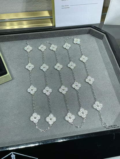 [Glimmer]CLOVER 20 MOTIFS FULL-DIAMOND NECKLACE