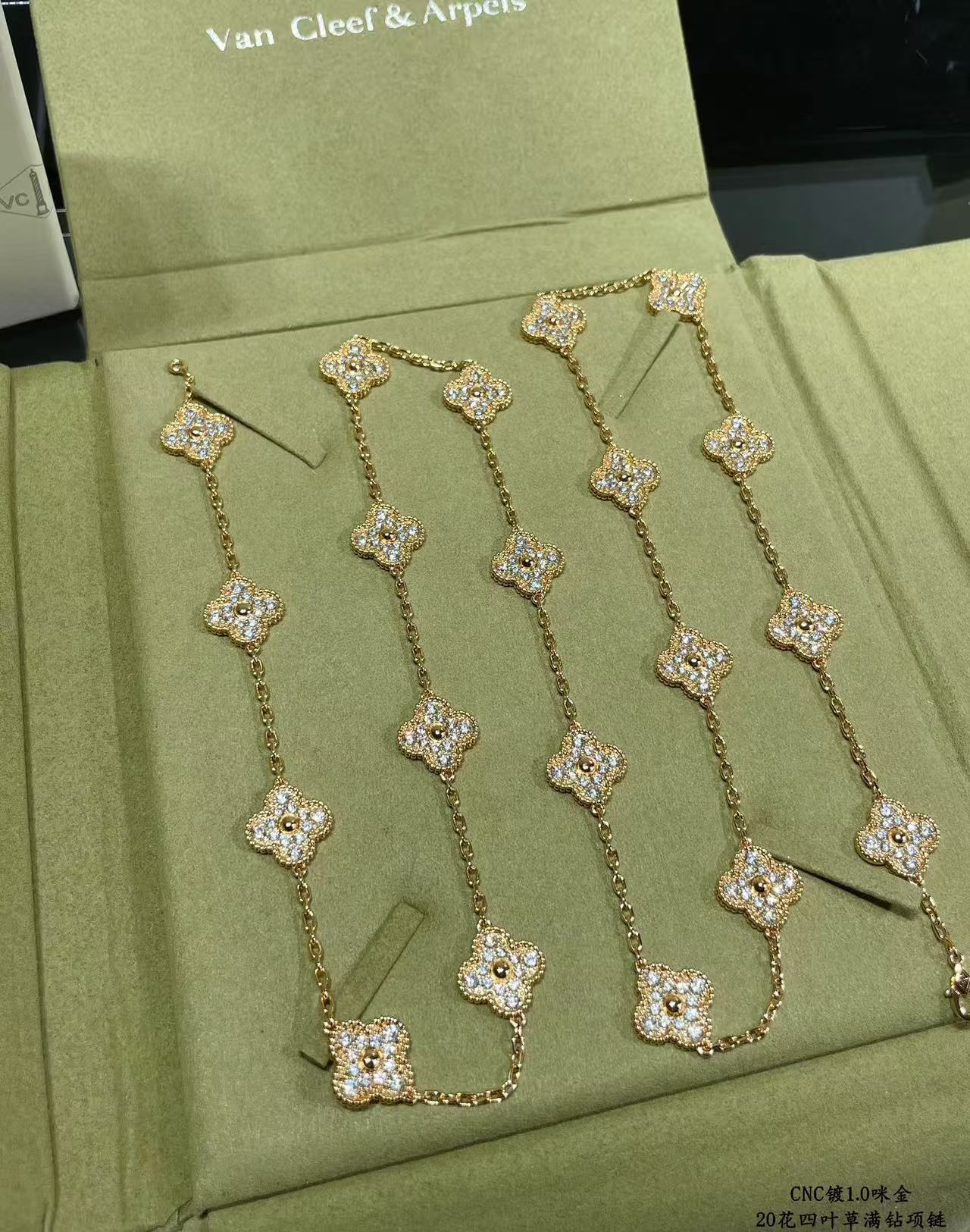 [Glimmer]CLOVER 20 MOTIFS FULL-DIAMOND NECKLACE