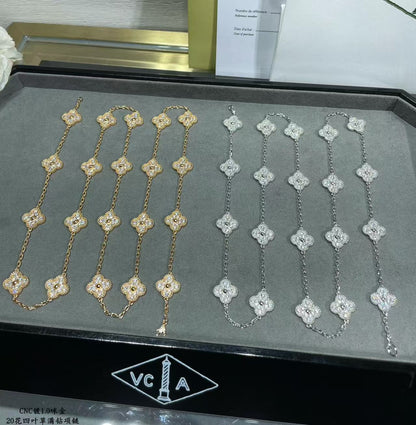 [Glimmer]CLOVER 20 MOTIFS FULL-DIAMOND NECKLACE