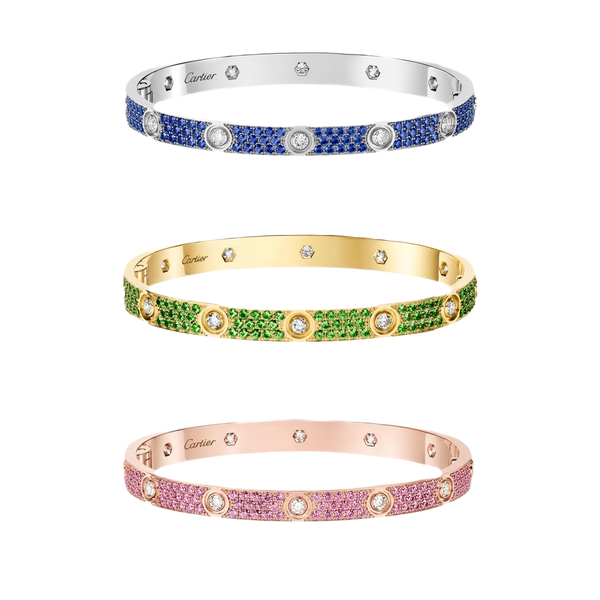 [Glimmer]2026 PAVE GEMSTONE LOVE BRACELET 6.1MM 10 DIAMONDS