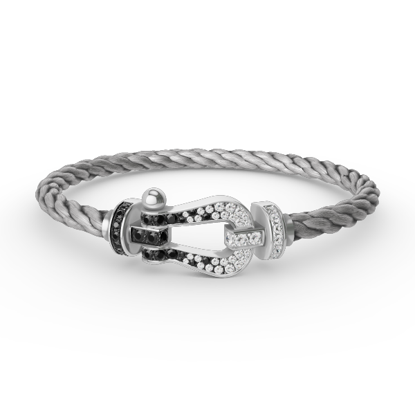 [Glimmer]FORCE LARGE HORSESHOE BLACK WHITE DIAMOND BRACELET SILVER