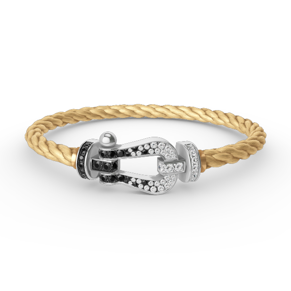 [Glimmer]FORCE LARGE HORSESHOE BLACK WHITE DIAMOND BRACELET SILVER