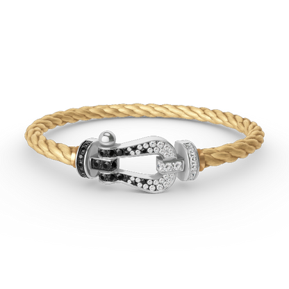 [Glimmer]FORCE LARGE HORSESHOE BLACK WHITE DIAMOND BRACELET SILVER