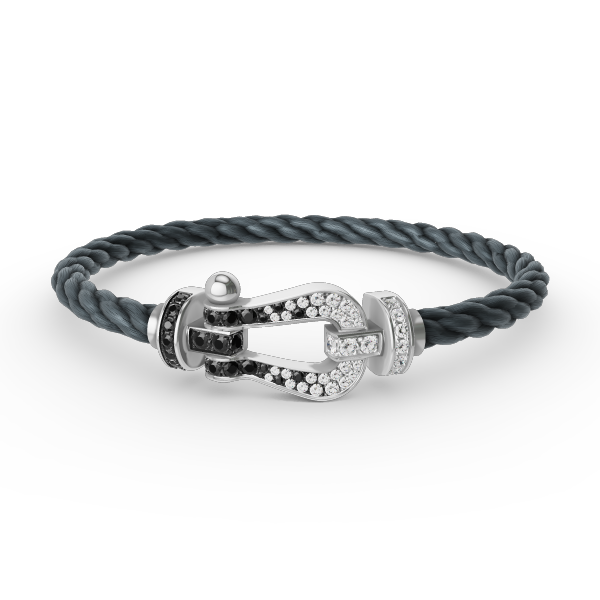 [Glimmer]FORCE LARGE HORSESHOE BLACK WHITE DIAMOND BRACELET SILVER