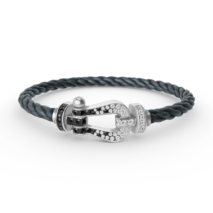[Glimmer]FORCE LARGE HORSESHOE BLACK WHITE DIAMOND BRACELET SILVER
