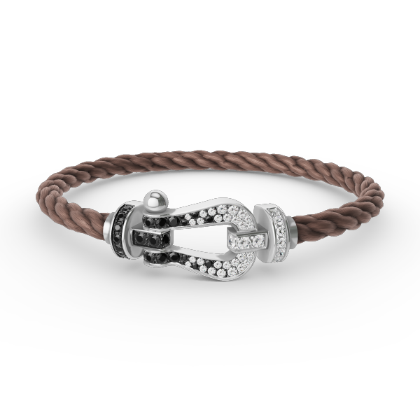 [Glimmer]FORCE LARGE HORSESHOE BLACK WHITE DIAMOND BRACELET SILVER