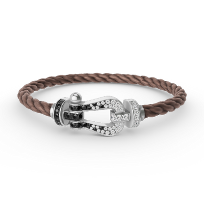 [Glimmer]FORCE LARGE HORSESHOE BLACK WHITE DIAMOND BRACELET SILVER