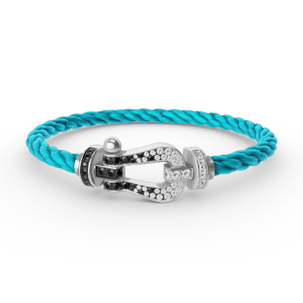 [Glimmer]FORCE LARGE HORSESHOE BLACK WHITE DIAMOND BRACELET SILVER