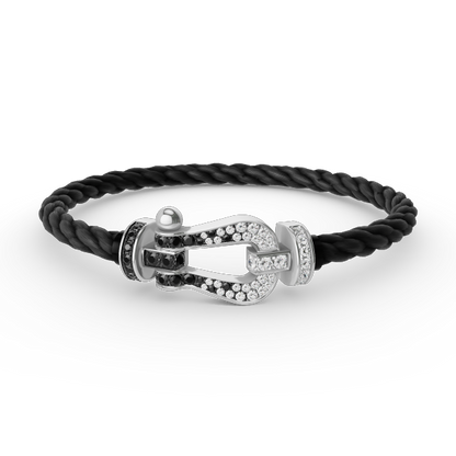 [Glimmer]FORCE LARGE HORSESHOE BLACK WHITE DIAMOND BRACELET SILVER
