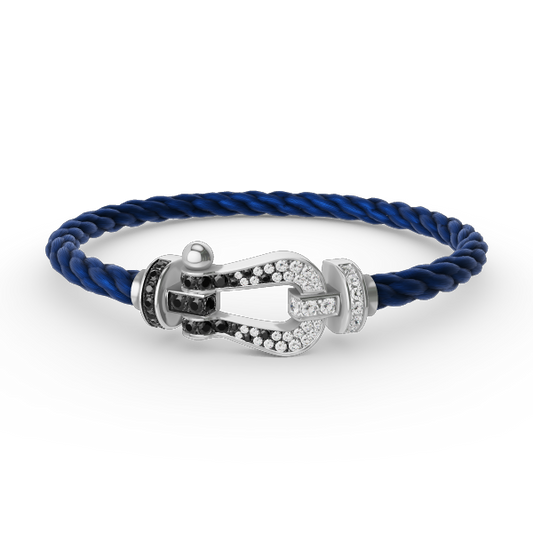 [Glimmer]FORCE LARGE HORSESHOE BLACK WHITE DIAMOND BRACELET SILVER