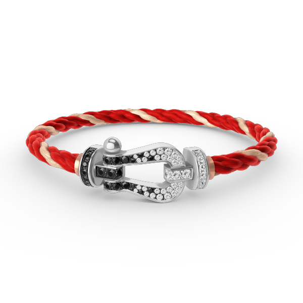 [Glimmer]FORCE LARGE HORSESHOE BLACK WHITE DIAMOND BRACELET SILVER
