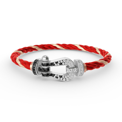 [Glimmer]FORCE LARGE HORSESHOE BLACK WHITE DIAMOND BRACELET SILVER