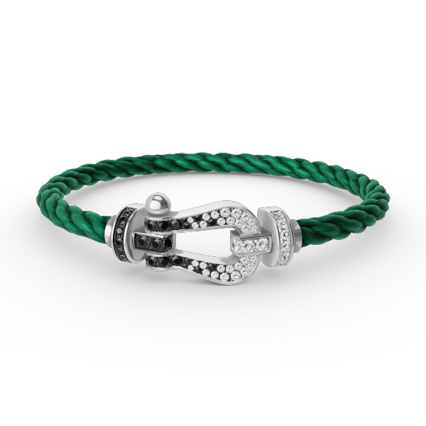 [Glimmer]FORCE LARGE HORSESHOE BLACK WHITE DIAMOND BRACELET SILVER