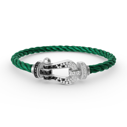 [Glimmer]FORCE LARGE HORSESHOE BLACK WHITE DIAMOND BRACELET SILVER