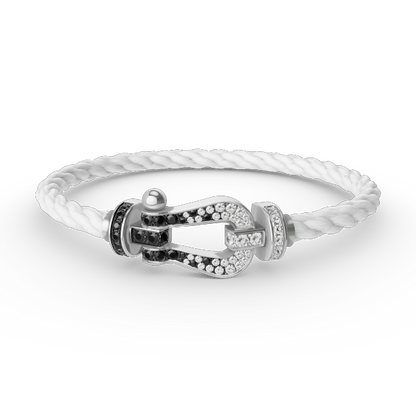 [Glimmer]FORCE LARGE HORSESHOE BLACK WHITE DIAMOND BRACELET SILVER