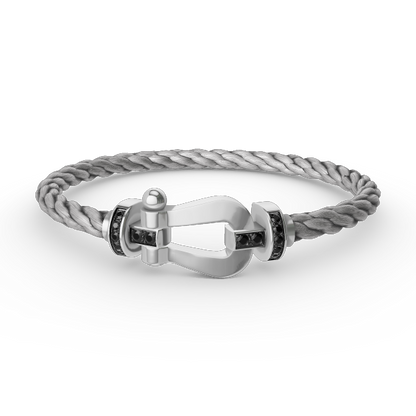 [Glimmer]FORCE LARGE HORSESHOE BLACK DIAMOND BRACELET SILVER