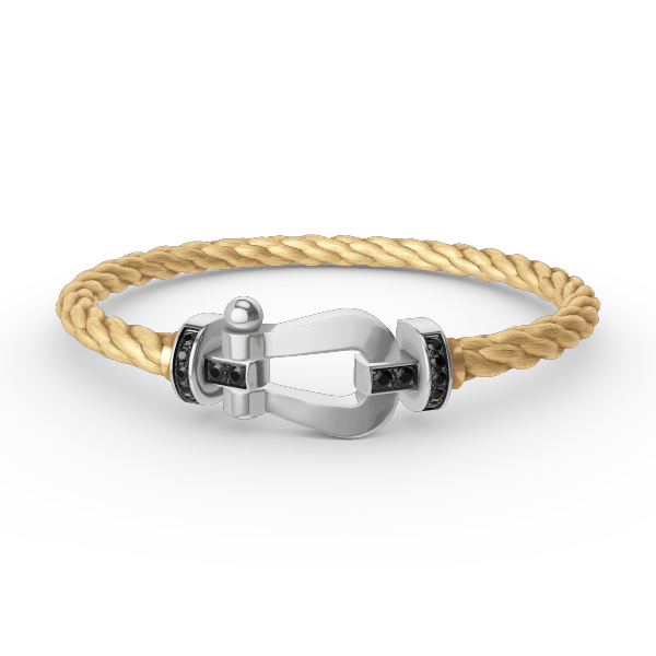 [Glimmer]FORCE LARGE HORSESHOE BLACK DIAMOND BRACELET SILVER