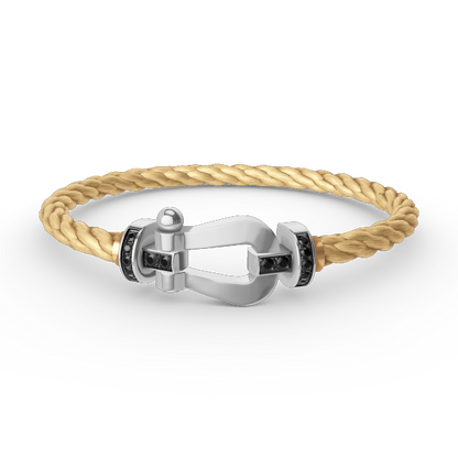 [Glimmer]FORCE LARGE HORSESHOE BLACK DIAMOND BRACELET SILVER