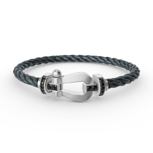 [Glimmer]FORCE LARGE HORSESHOE BLACK DIAMOND BRACELET SILVER