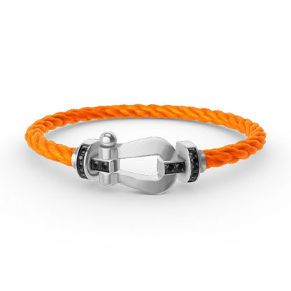 [Glimmer]FORCE LARGE HORSESHOE BLACK DIAMOND BRACELET SILVER
